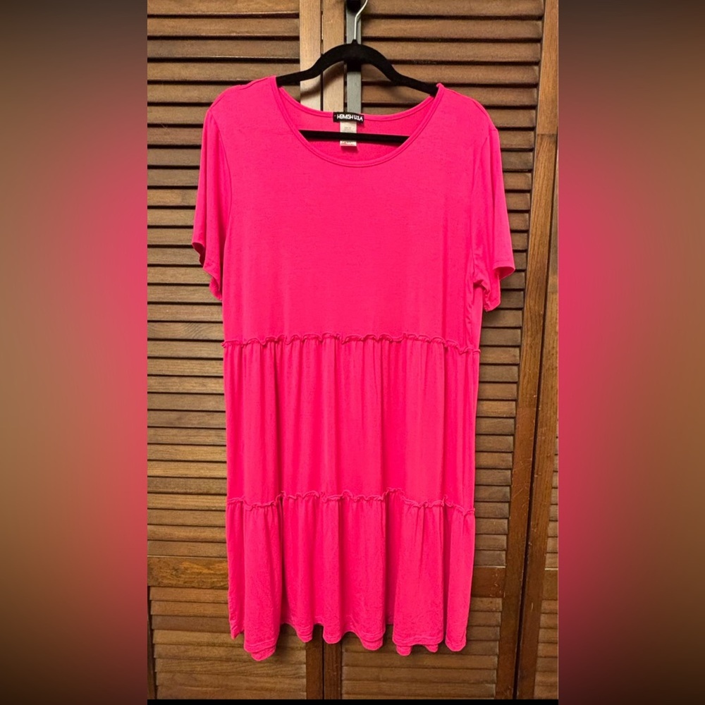 New HEIMISH USA Hot Pink Tiered Dress in XL • SUPER SOFT